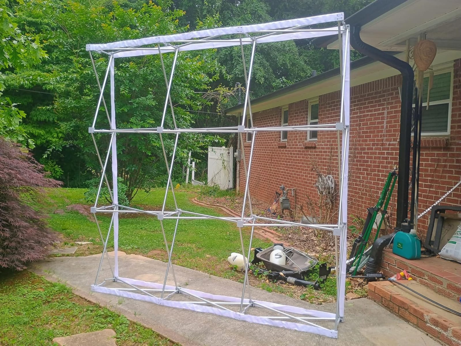 Pop-Up Display Stand, Aluminum Frame, 7.5 x 7.5 FT, Stand Only | Foldable Pop-Up Frame | Water Weight Bags and Ground Stakes Included | Double-Sided Display | Events and Exhibitions customer photo 2