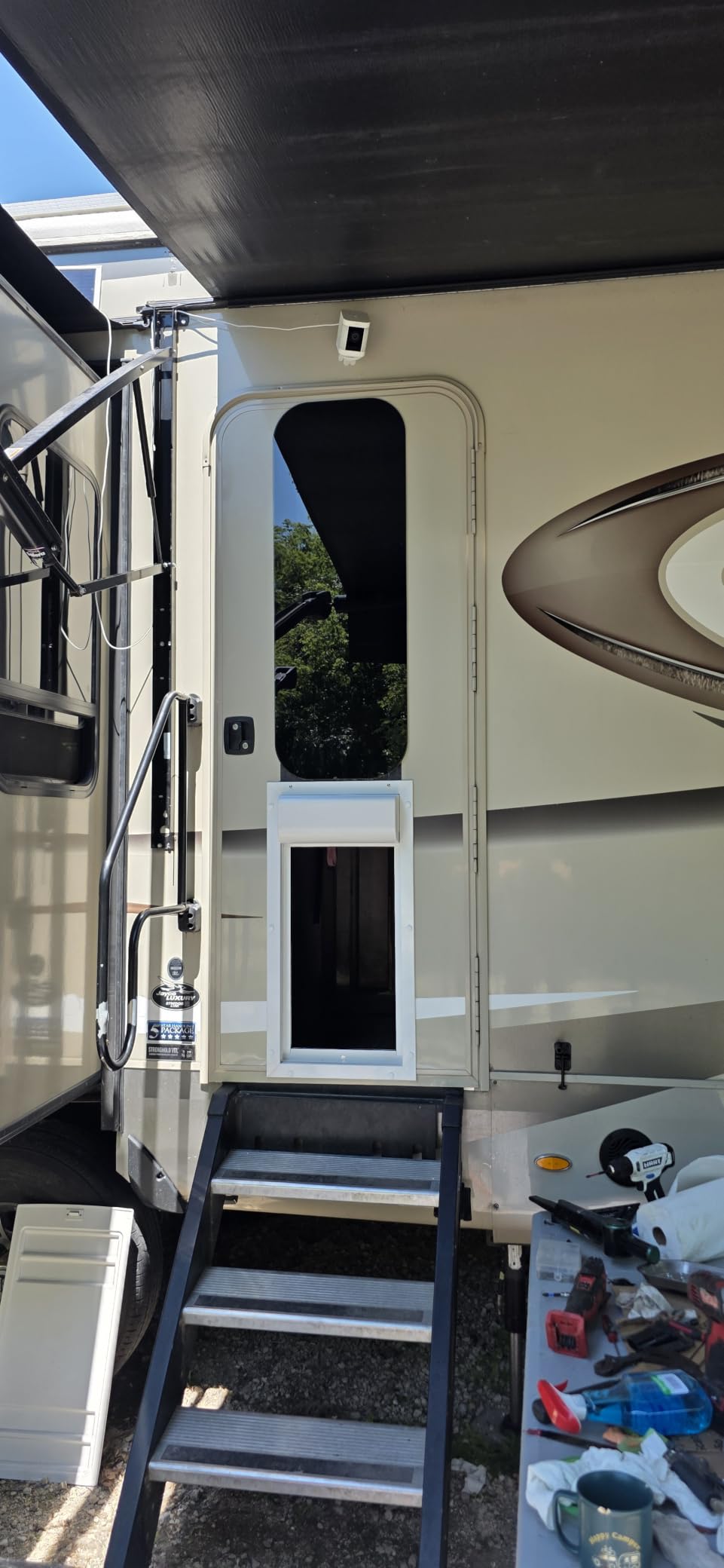 Power Pet Automatic ROLL UP Door by High Tech Pet Brand, Motorized Panel Rolls Up, Pet Collar Operated, Manual & WiFi App Control, Security Lockout Panel (Large, Door Mount) customer photo 2