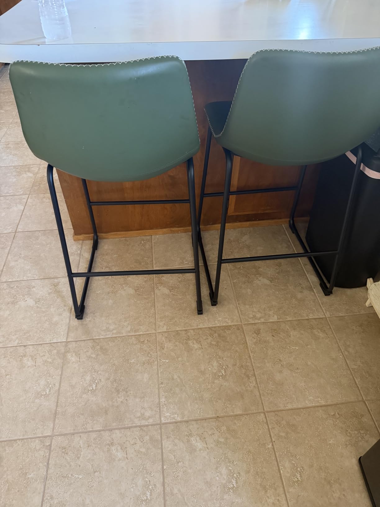 DUMOS Counter Height Bar Stools Set of 4, Faux Leather Metal Bar Chairs | Barstools with Back, Leg, Armless, Upholstered, Kitchen Island, Modern Design, 26 Inch, Brown customer photo 2