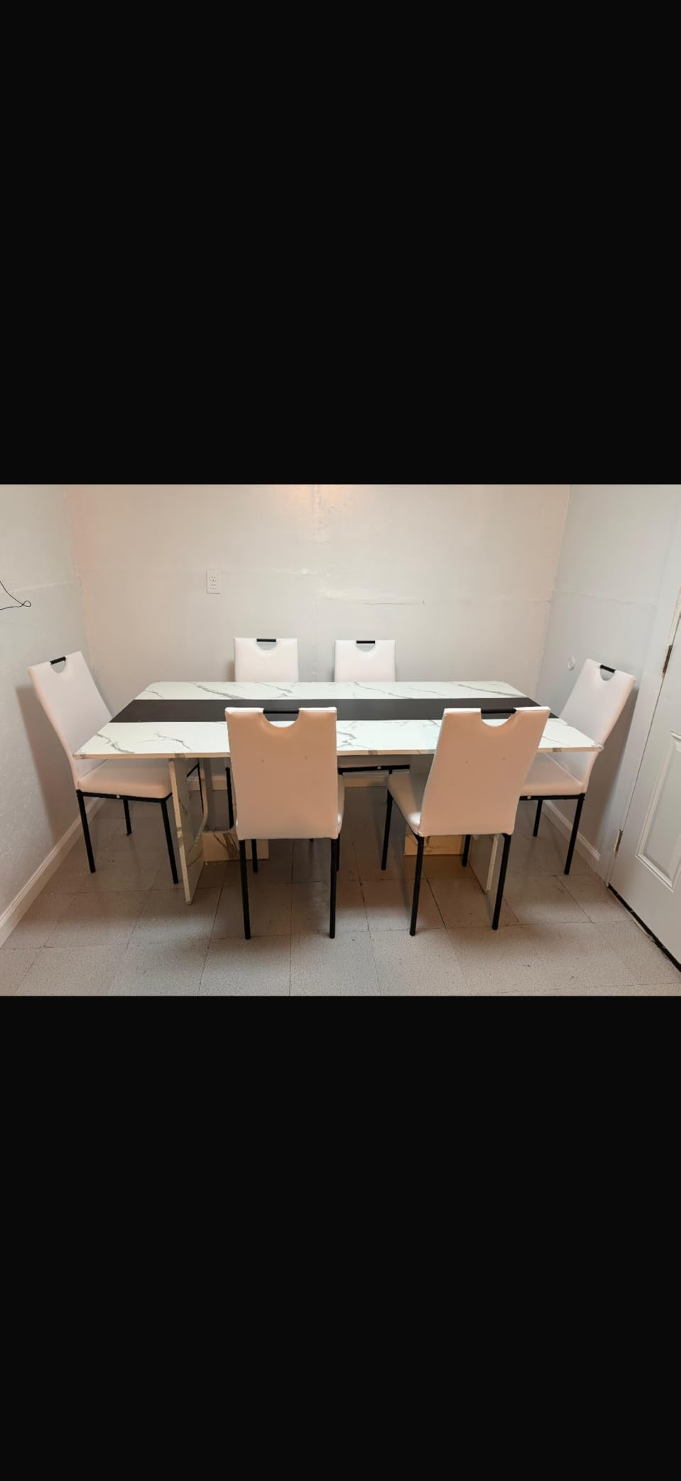 St.Mandyu 7 Pieces Dining Table & Chairs Set for 4-8 People, 71 Inch Kitchen Table with 6 Chairs, Rectangle Dining Table with Wooden Legs for Dining Room, Living Room, Brown customer photo 2