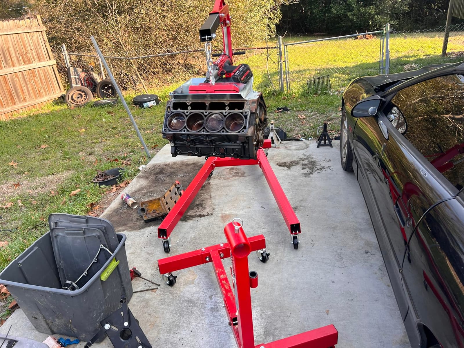 2 Ton Hydraulic Engine Hoist Crane with Lever, Folding Heavy-Duty Cherry Picker with 6 Locking Wheels & 4 Boom Positions, for Truck/SUV Engines, Garage Workshop, Industrial Lifting (Net Wt. 168 lbs) customer photo 1