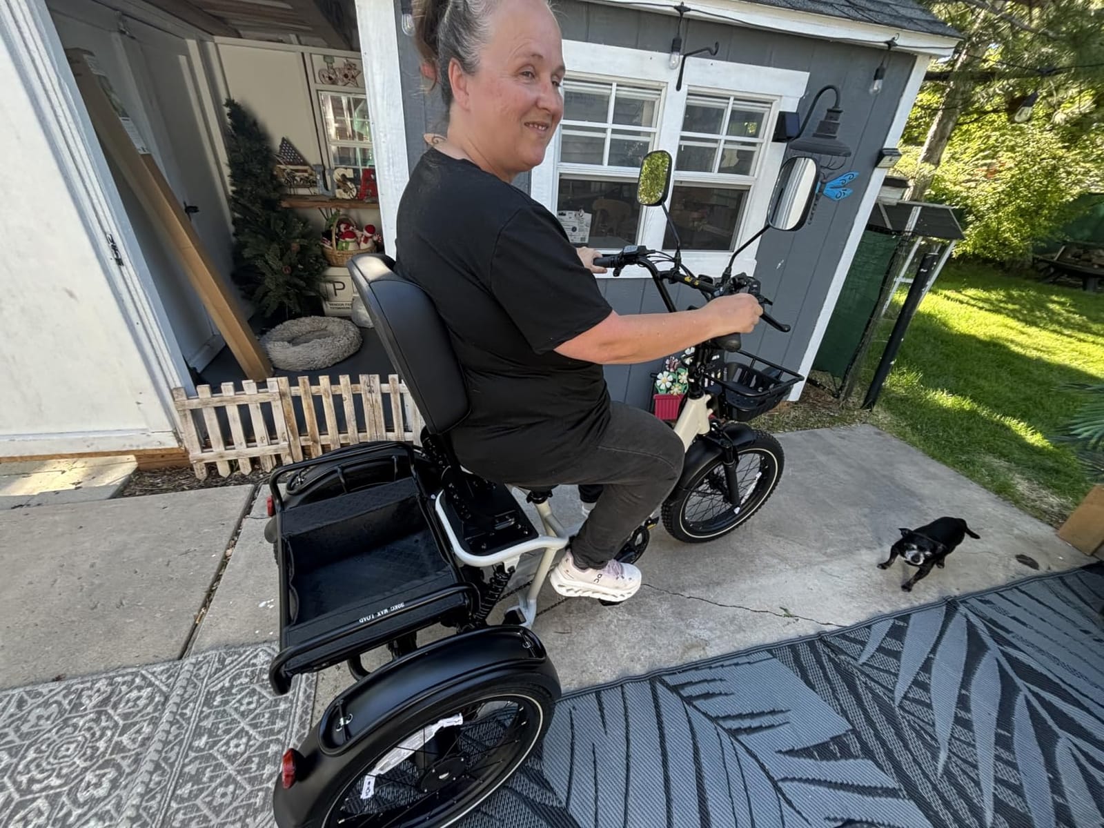 Full Suspension Folding Electric Tricycle for Adults, Aluminum Alloy, Torque Sensor, 20MPH 100 Miles, 20x3 inch Fat Tire Semi-Recumbent Electric Trike, 1200W 48V 20AH, Reverse, Parking, UL customer photo 2