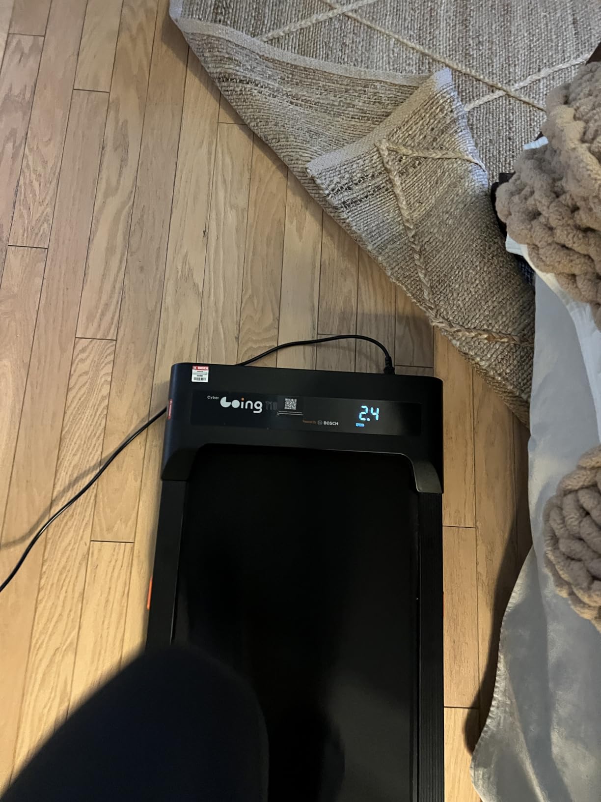 Cybergoing T10 Walking Pad Treadmill Powered By Bosch, Under Desk | Treadmill, Fixed 7% Manual Incline, Up to 4 MPH, 2.5HP, 300lb Capacity, App + Remote, 15