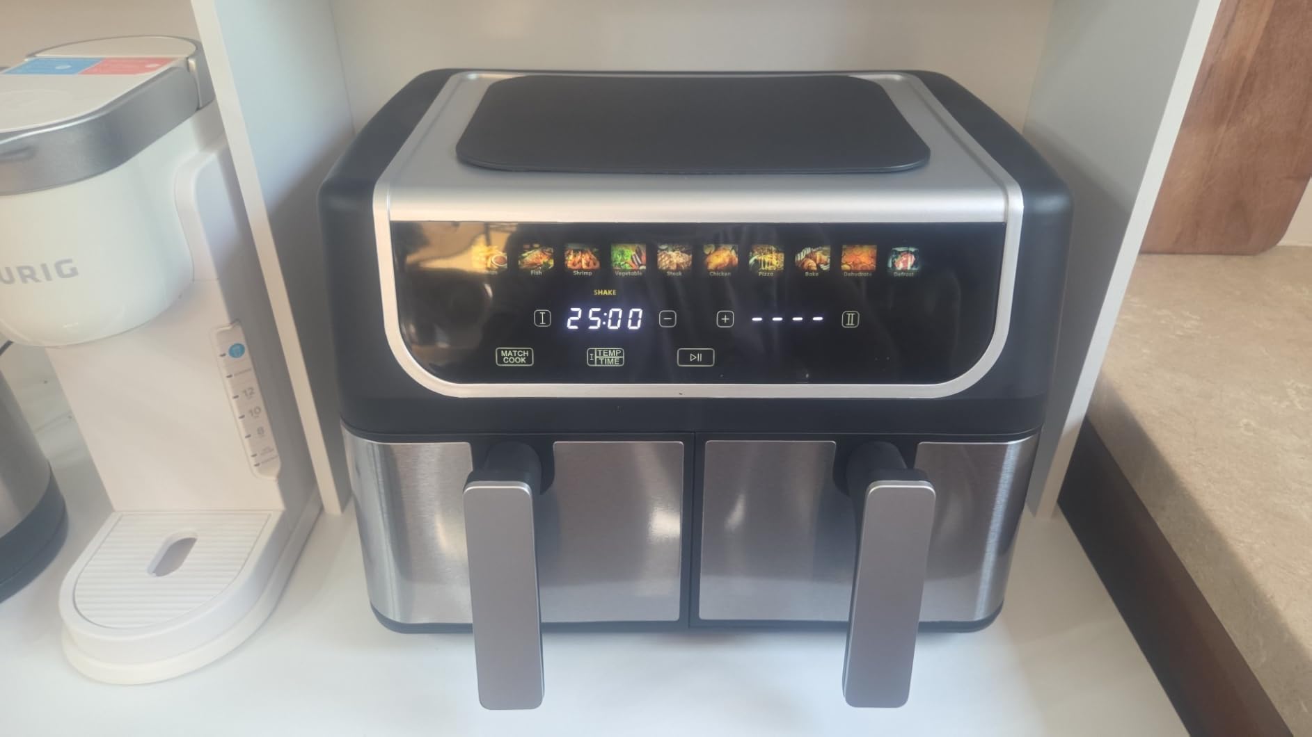 Simple Deluxe 9.5-Qt Dual Basket Air Fryer, 10-in-1 Digital Preset 1700W Airfryer, Sync Cook, Independent Temp Control, Shake Reminder, Nonstick Basket, Black customer photo 1