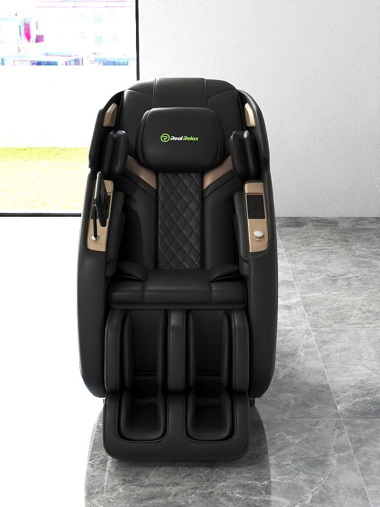 Real Relax 4D Massage Chair Full Body Zero Gravity SL Track Recliner | 20 Auto Modes, 6 Massage Technique, Backlit Touch Pad, Aromatherapy, Negative Ion, Yoga Stretch, Full Body Airbags, Brown customer photo 1