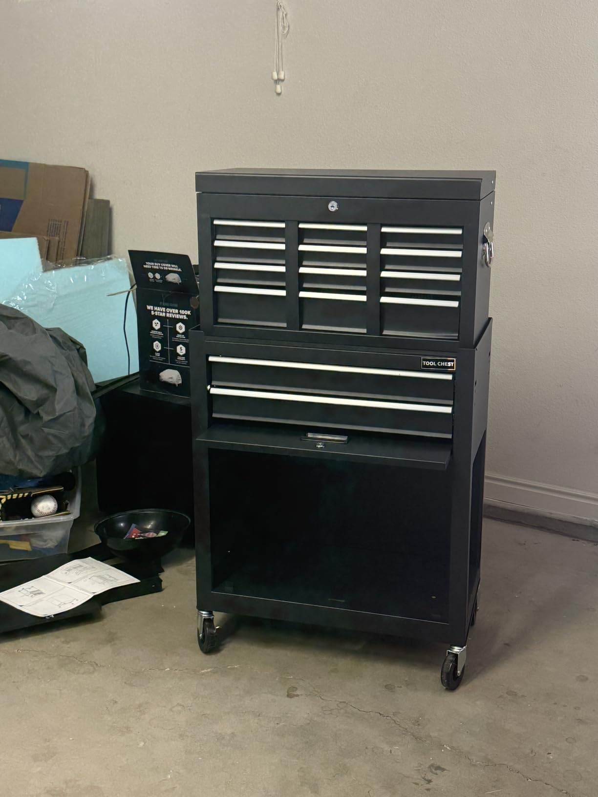 8-Drawer Rolling Tool Chest,3-in-1 Tool Box on Wheels with Lockable Steel Garage, Detachable Top Toolbox & Bottom Storage Cart with Additional Cabinet for Repair Room,Warehouse, 2026 Black customer photo 1