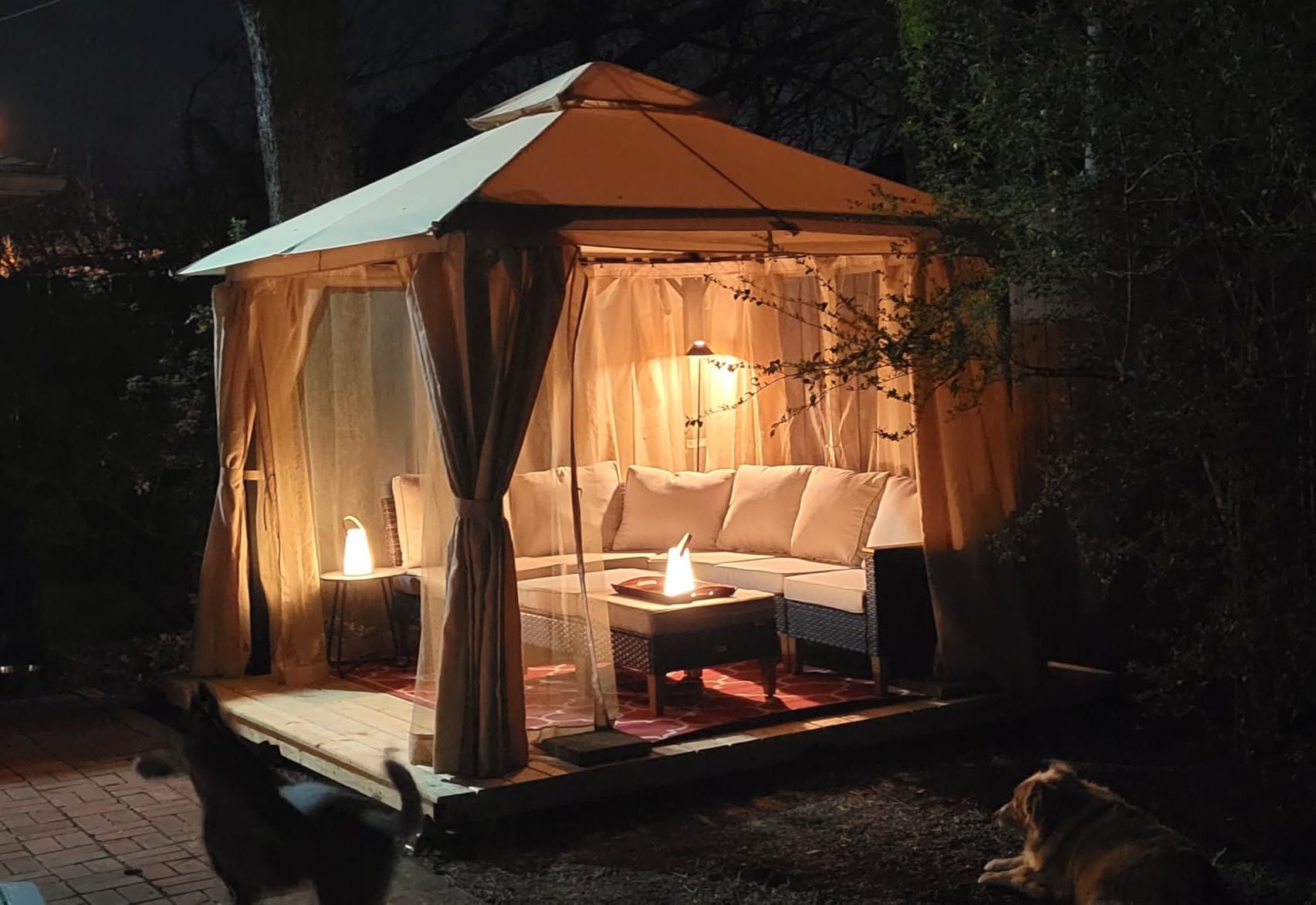 Aoxun 12x10 Outdoor Gazebo with Mosquito Netting & Double Roof, Gray | Metal Frame Heavy-Duty Party Tent, Patio Canopy Tent Shelter with Zipper Screens for Backyard, Deck, Porch customer photo 2
