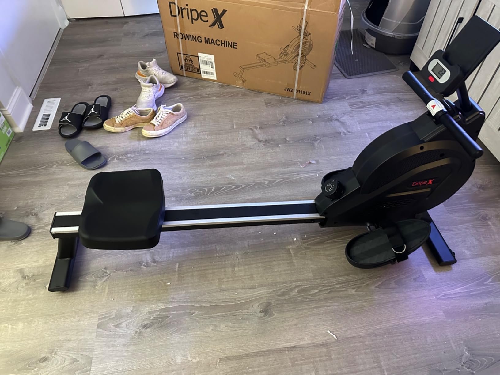 Dripex Water Rowing Machines for Home, Foldable Row Machine with 400LBS Weight Capacity, Rower Machine with Dedicated LCD Monitor, Comfortable Seat, Bluetooth App Compatible for Home Gym Exercise customer photo 1