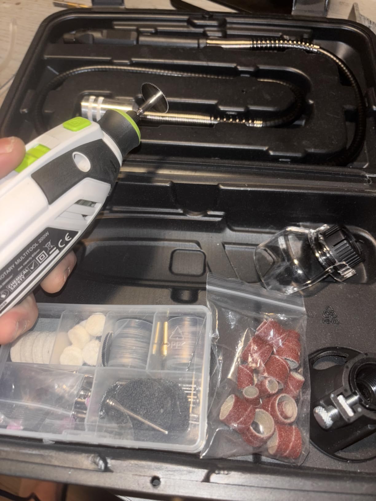 200W Rotary Tool Kit, 10000-38000 RPM 6 Speed Multi-Tool with Flex Shaft & 132pcs Accessories Kit customer photo 2