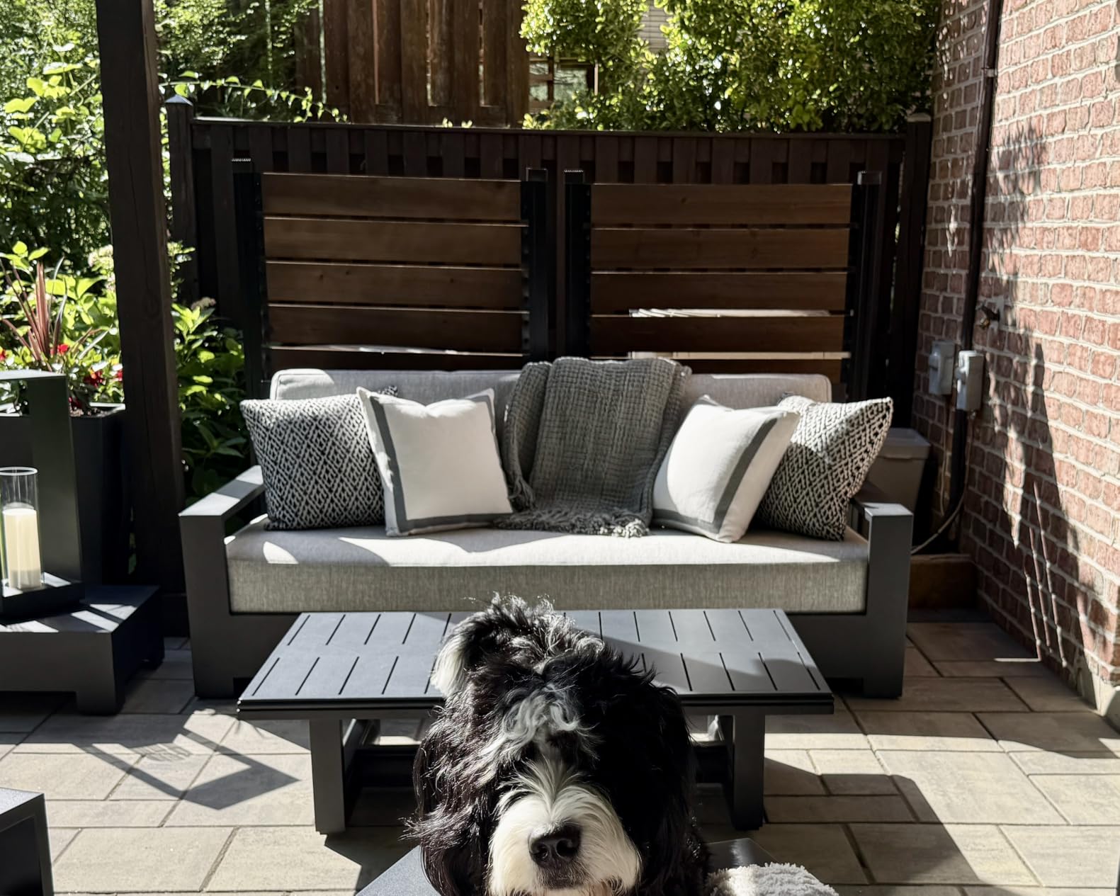 60in H x 40in W Outdoor No Dig Cedar Wood Fence Privacy Screen with Aluminum Posts, Easy Assembly, for Hard Surface and Soil, Deck, Patio, Garden, Air Conditioner Enclosure, Wood (1 Panel) customer photo 2