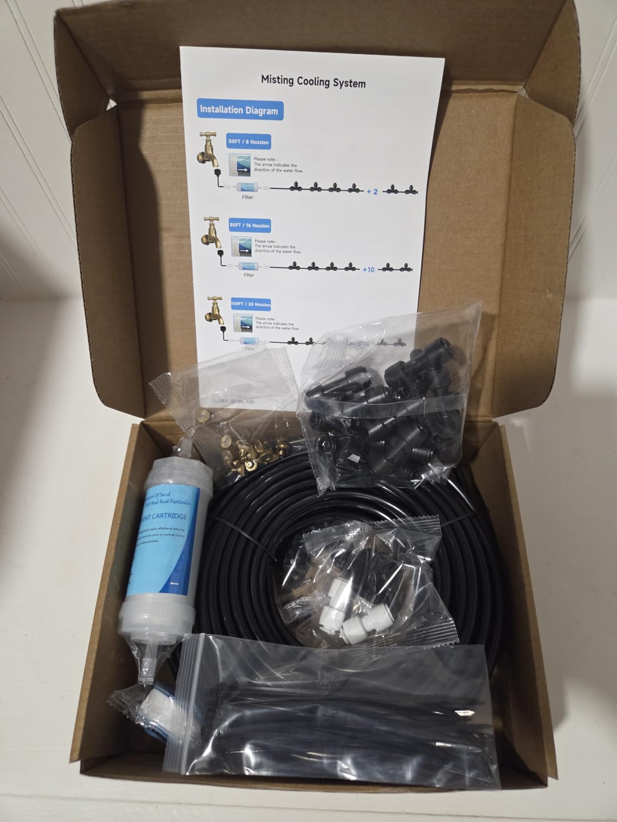 100FT Misters for Outside Patio, Outdoor Misting Cooling System with 20 Brass Nozzles & Filters, DIY Misting Kit for Backyard Garden Greenhouse Deck Umbrella Canopy Pool Porch Trampoline customer photo 1