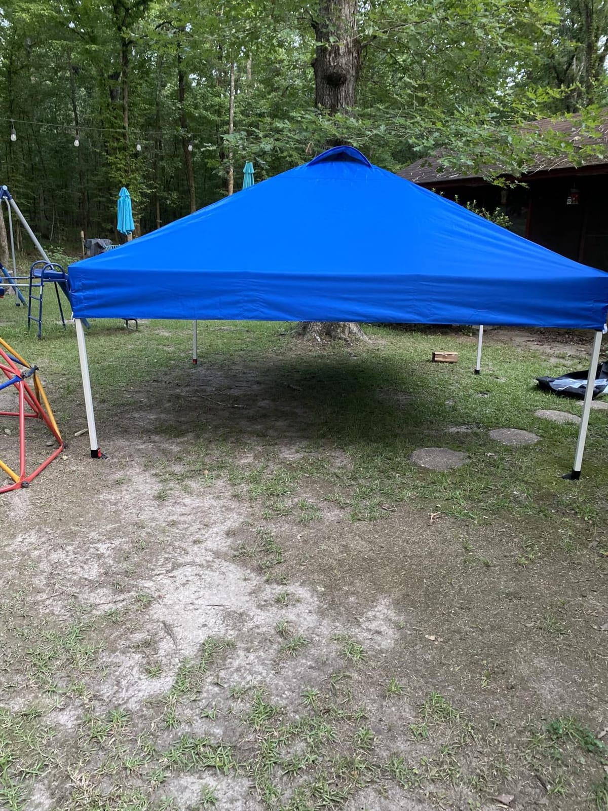 WEIZE 10x10 Pop Up Canopy Tent, 1-Button Push Setup Canopy Tent, Adjustable Height Instant Portable Shelter, Portable Roller Bag, Easy Outdoor Sun Shade for Events, 4 Weight Bags, Blue customer photo 2