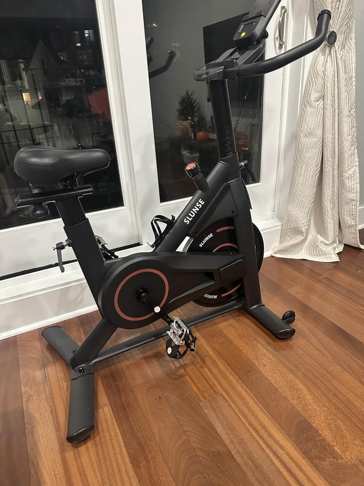 Exercise Bike, Adjustable Magnetic Resistance Stationary Bikes for Home with App Compatible, Silent Indoor Cycling Bike with 350lbs Weight Capacity Comfortable Seat, Digital Monitor & Phone Mount customer photo 1