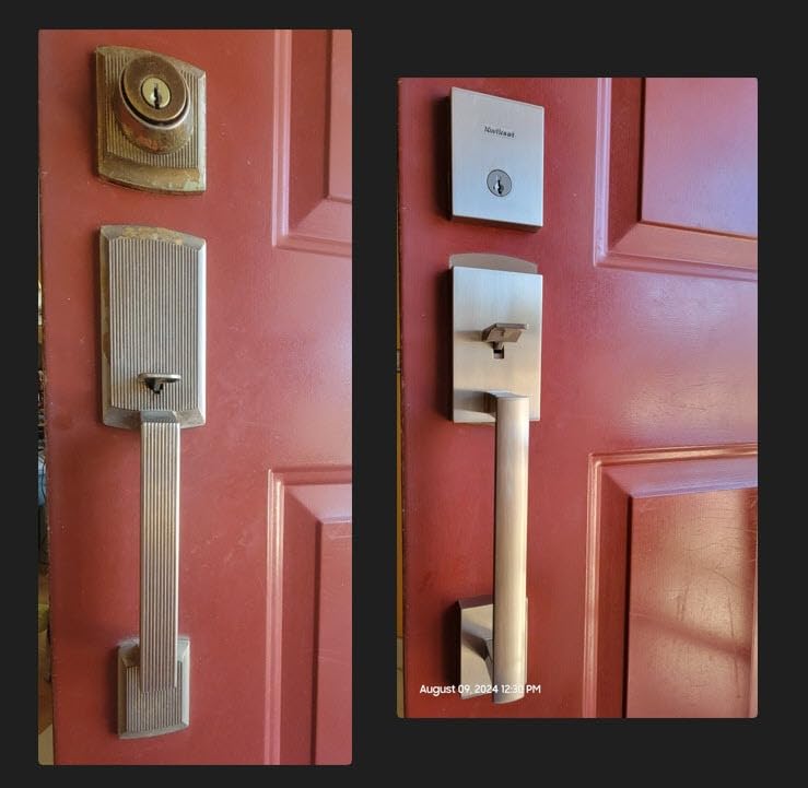 Kwikset San Clemente Front Door Lock Handle and Deadbolt Set, Entry Door Handleset Exterior with Interior Reversible Lever, Matte Black, Pick Resistant SmartKey Rekey Deadbolt Security customer photo 2