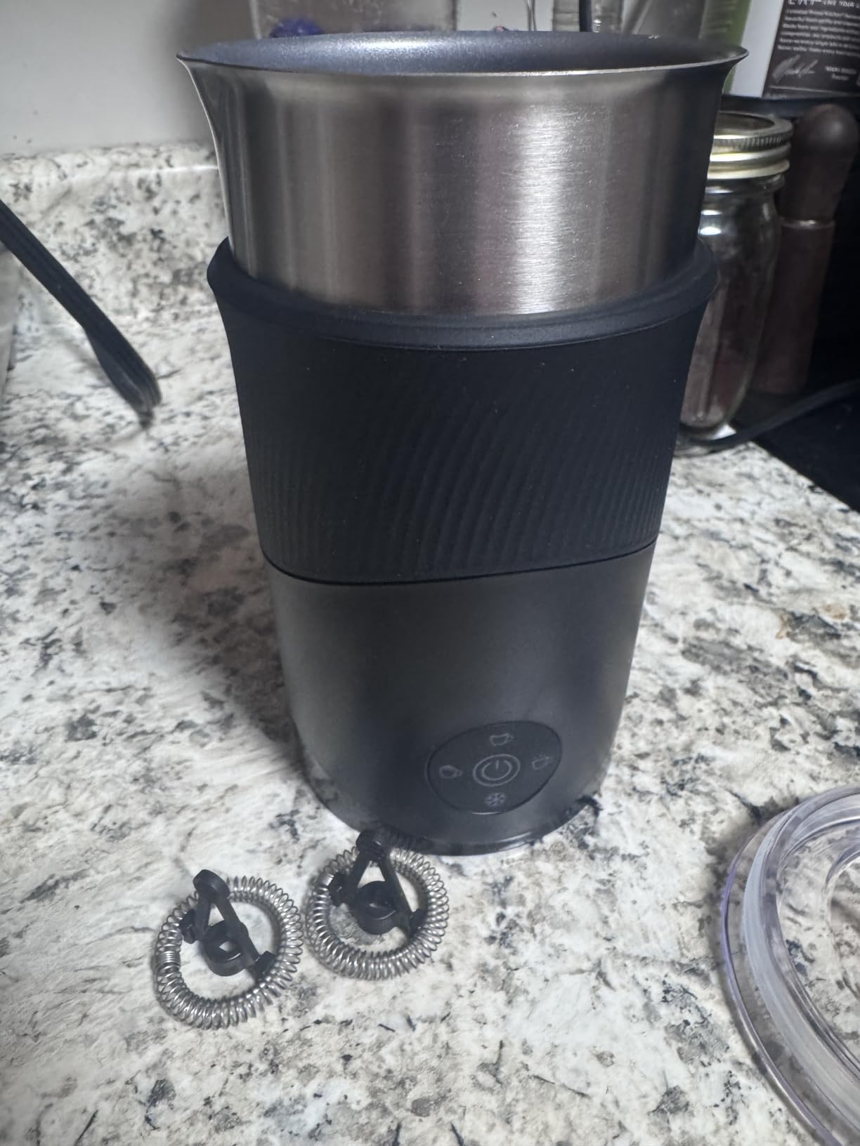 350ml Electric Milk Frother: 4-in-1 Hot & Cold, 120s Fast Frothing | 450W Milk Steamer With 180ml Foam, Under 55dB For Family Mornings - SUS304 Steel, 2 Whisks for Latte, Cappuccino customer photo 2