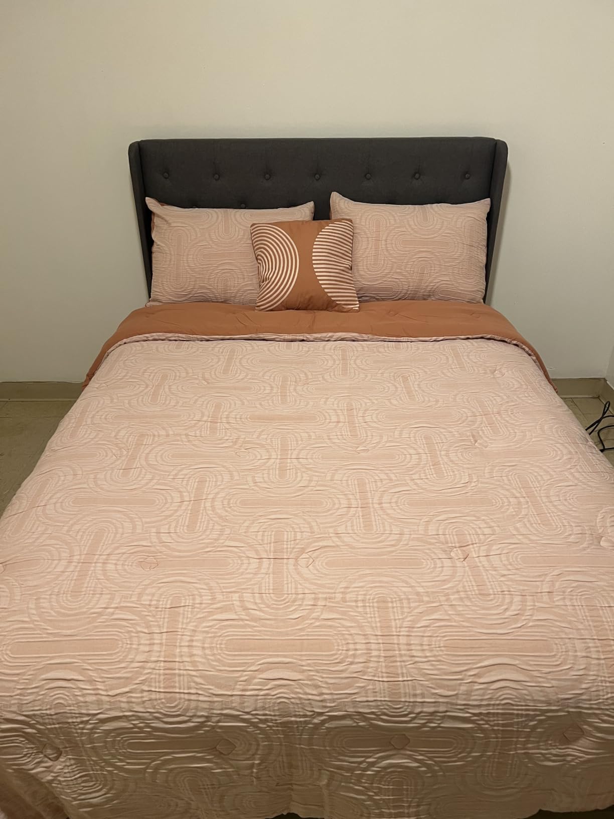 SHA CERLIN King Upholstered Bed Frame, Button Tufted Design, Beige | Platform Bed Frame, Wingback Headboard, Easy Assembly, No Box Spring Needed customer photo 2