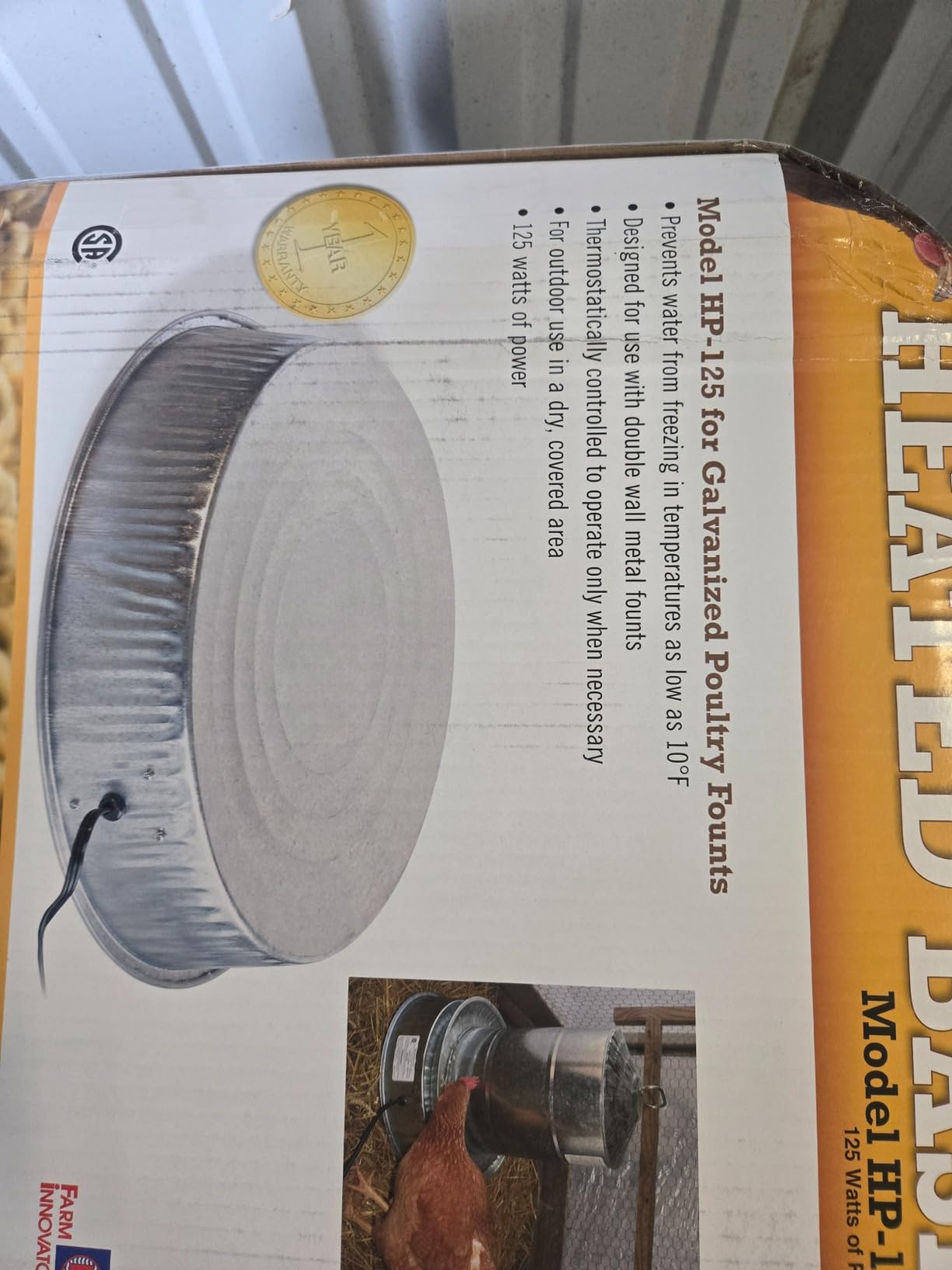 Farm Innovators HP-125 Heated Base for Metal Poultry Founts, 125W customer photo 1