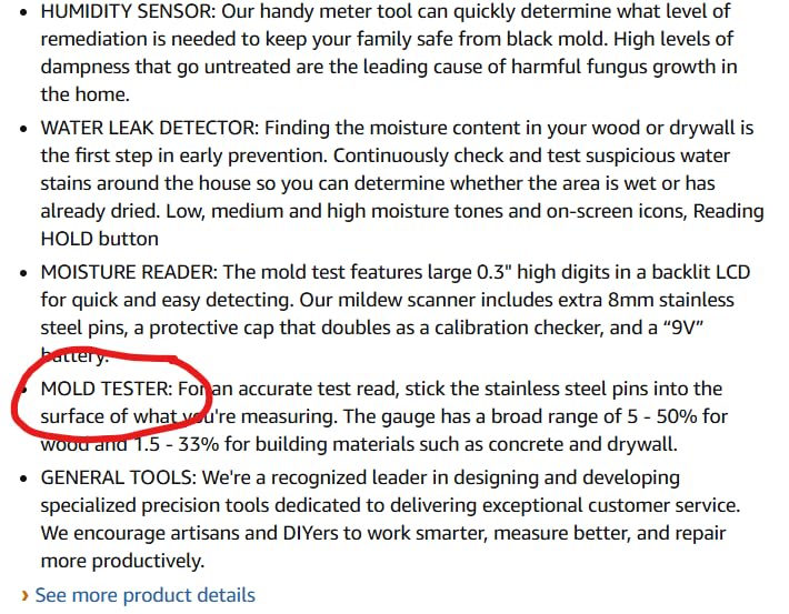 General Tools MMD4E Moisture Meter for Wood, Walls & Water Leak Detection customer photo 2
