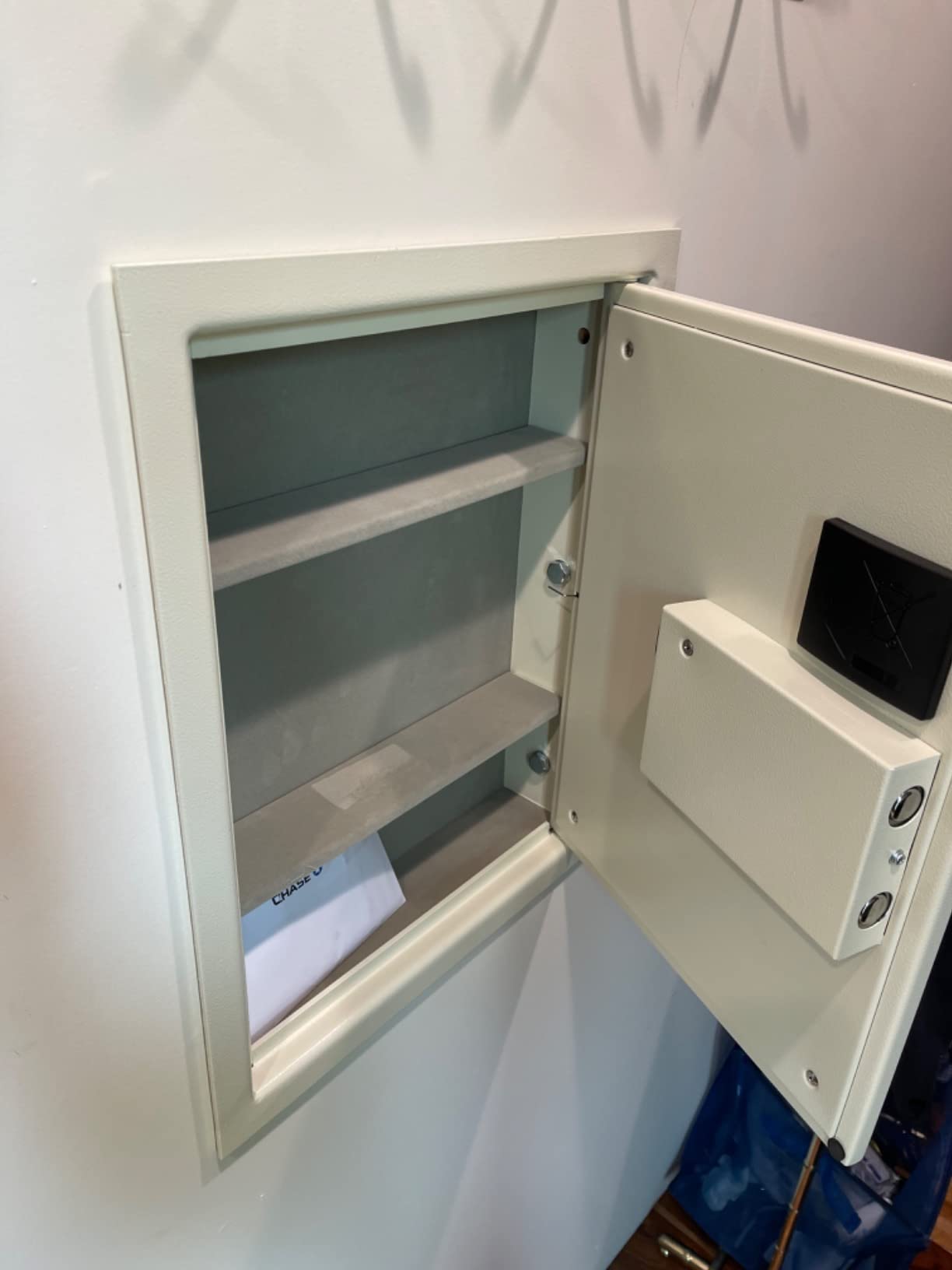 Protex Safe Electronic Keypad Wall Safe (PWS-1814E), Burglary Resistant wall safe, digital electronic locking system, velvet interior, automatic door opening, 2 Removable shelves customer photo 2
