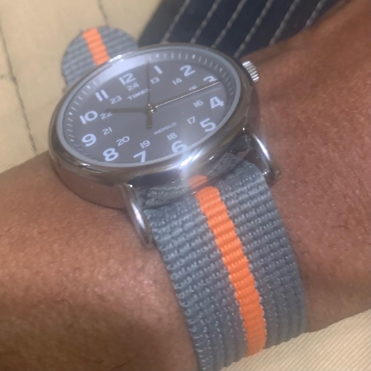 Weekender 38mm Unisex Analog Watch | INDIGLO Backlight | Adjustable Durable Nylon Fabric Slip Through Strap | 24 Hour Time customer photo 1