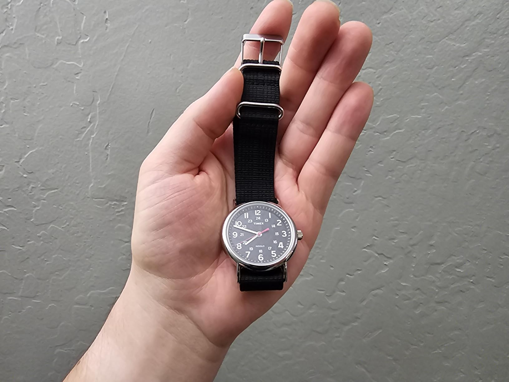 Weekender 38mm Unisex Analog Watch | INDIGLO Backlight | Adjustable Durable Nylon Fabric Slip Through Strap | 24 Hour Time customer photo 2