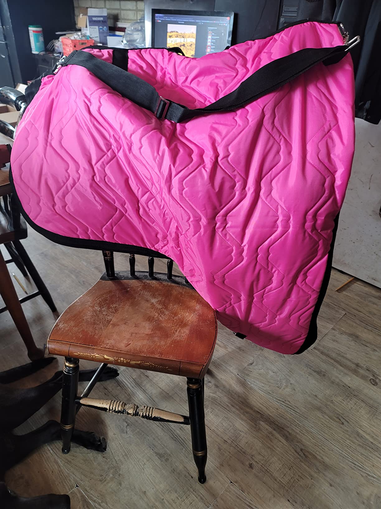 AJ Tack Western Padded Saddle and Bridle Carrier Set | 420D nylon, saddle carrier 38x33 in, bridle bag 29x14x3 in, sold as set, western tack customer photo 2