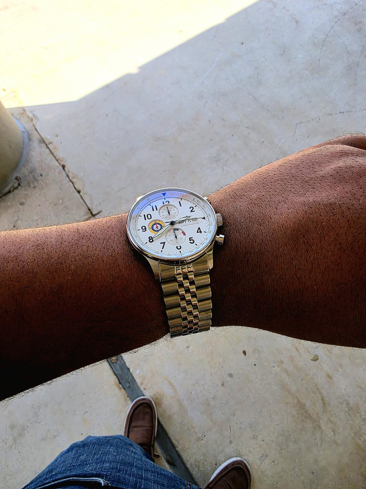 Hawker Hurricane Men's Pilot Watch - Classic Chronograph, Japanese Quartz Movement, Stainless Steel Case, Leather Strap, AV-4011 customer photo 2