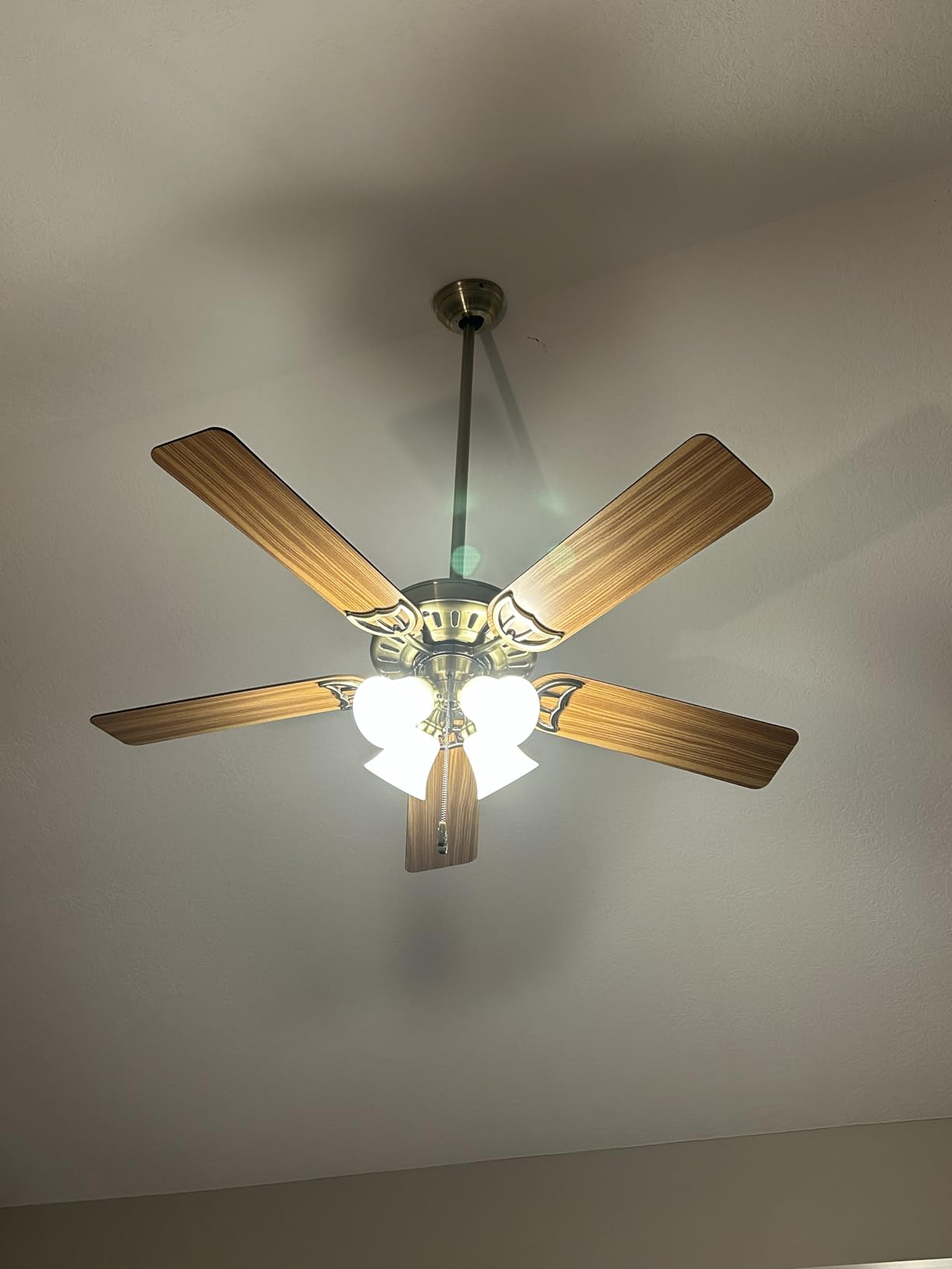 Hunter Studio Series, Indoor, Ceiling Fan, Quiet, 52 inch, Antique Brass | with LED Lights and Pull Chain, Standard Mount, 5 Blades, For Bedroom, Living Room, Kitchen, 53063 customer photo 2