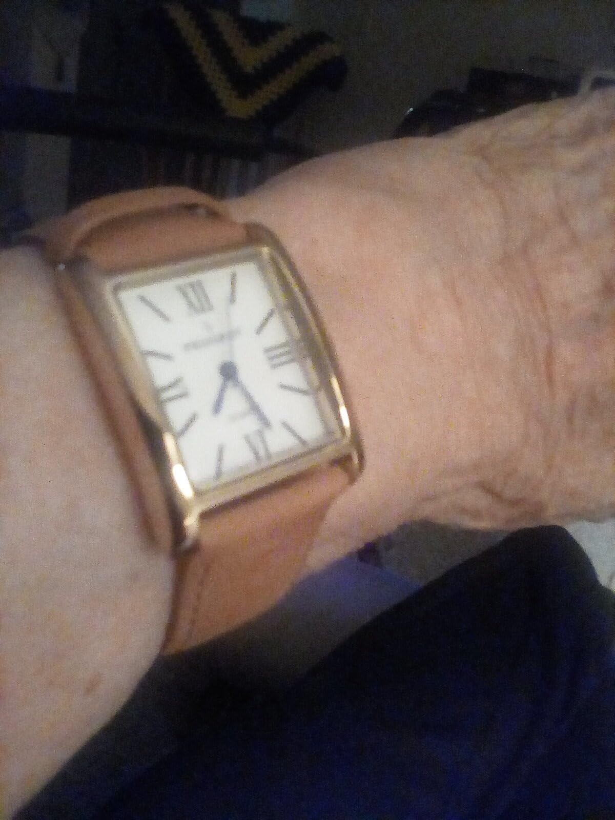 Men's 14K Gold Plated Vintage Moon Phase Leather Dress Watch customer photo 2
