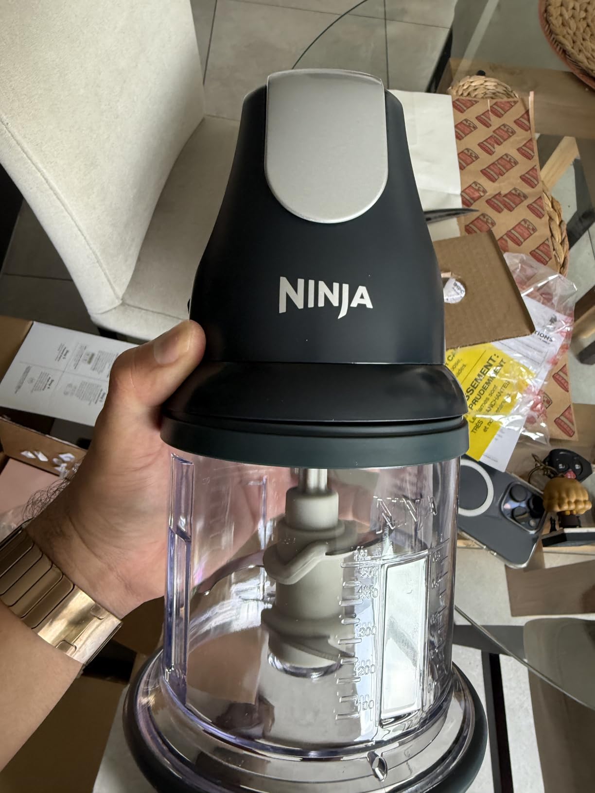Ninja Food Chopper Express Chop with 200-Watt, 16-Ounce Bowl for Mincing, Chopping, Grinding, Blending and Meal Prep (NJ110GR), Gray customer photo 1