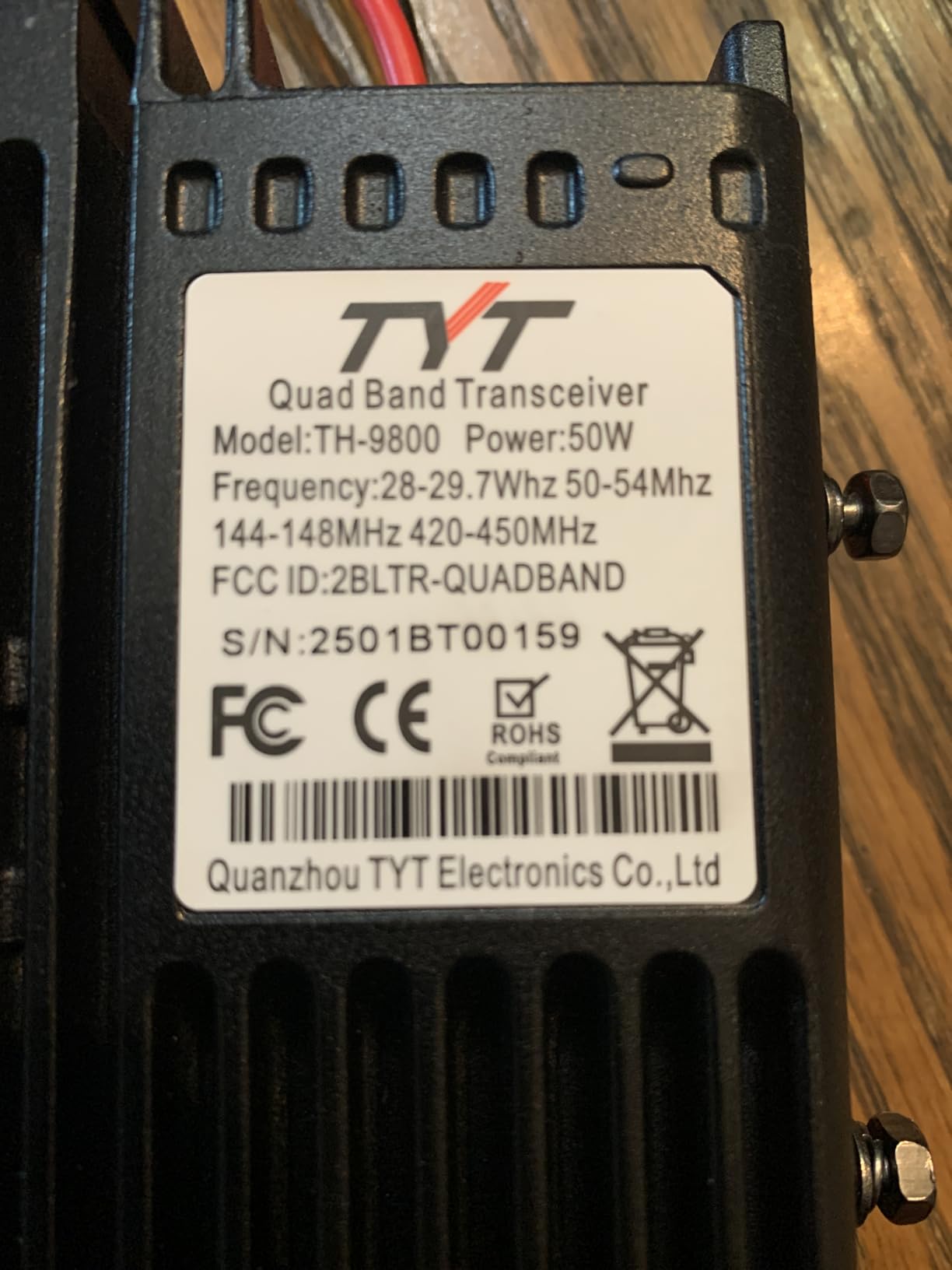 TYT TH-9800 Quad Band 50W Cross-Band Mobile Car Ham Radio Black 5.5 x 1.58 x 8.35