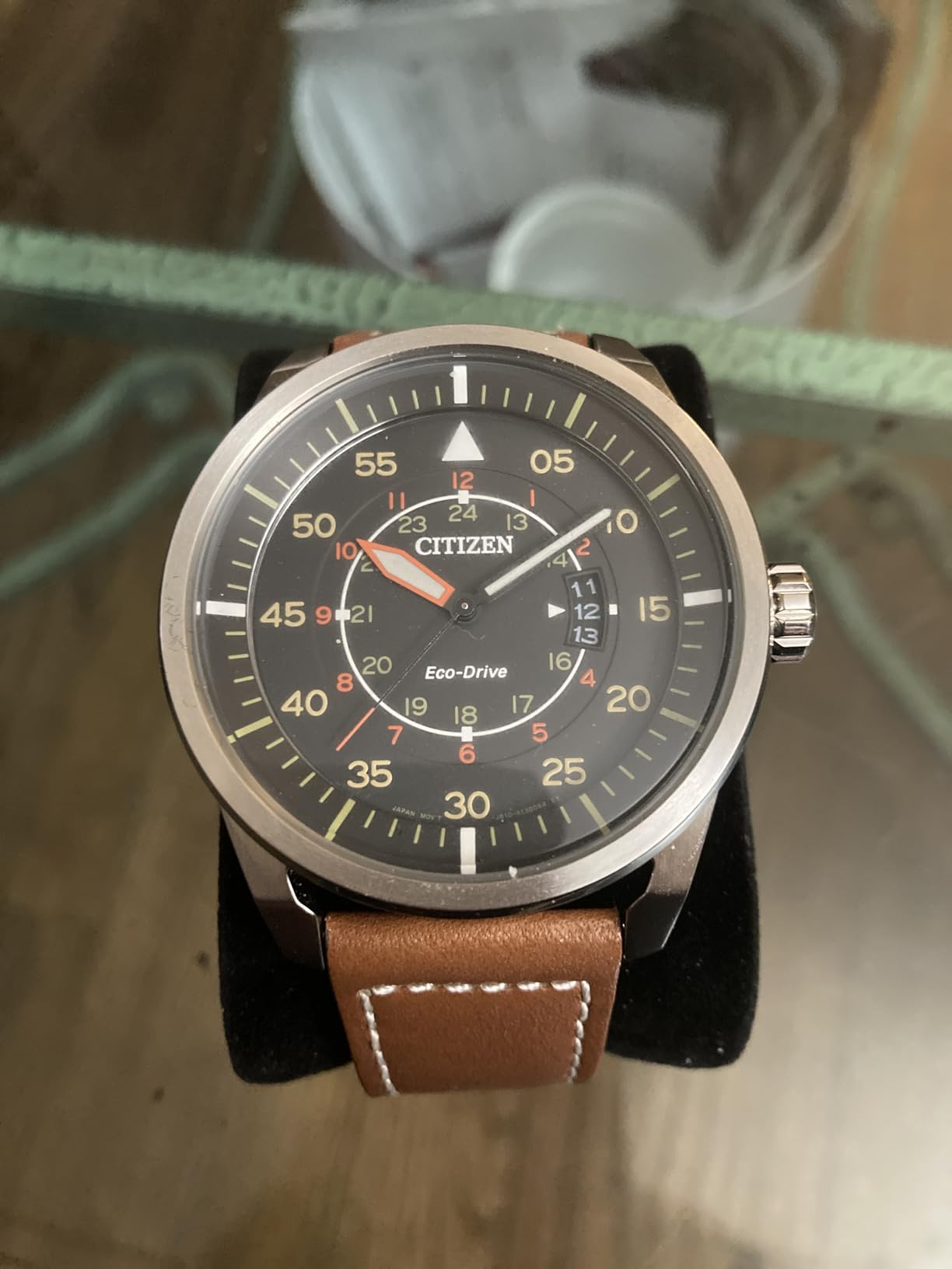 Men's Eco-Drive 3-Hand Date Avion Watch with Leather Strap (Style: AW1361:10H) customer photo 2