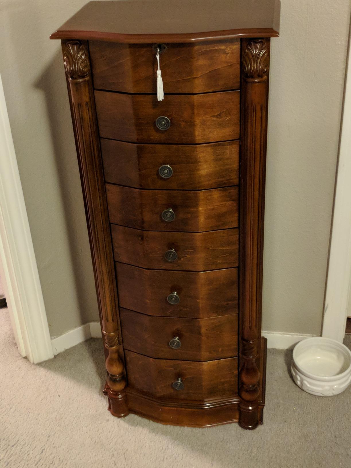 Hives and Honey Annette Standing Jewelry Armoire, Locking Jewelry Cabinet, 7 Drawers, Necklace Hooks, Mirror, Secure Storage, Dual-Sided Doors, Handcrafted Antique Finish, Elegant Organizer, Walnut customer photo 1