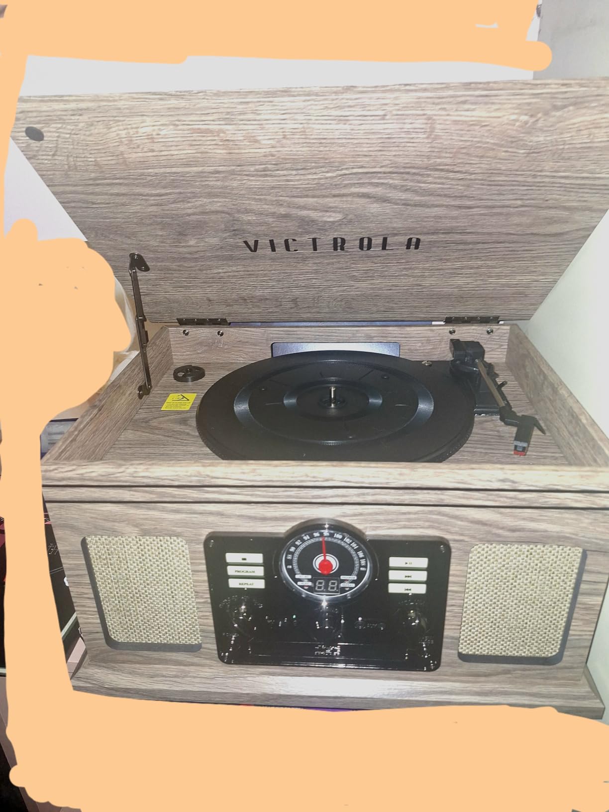 Victrola Quincy - 6-in-1 Bluetooth Record Player - Mahogany customer photo 2