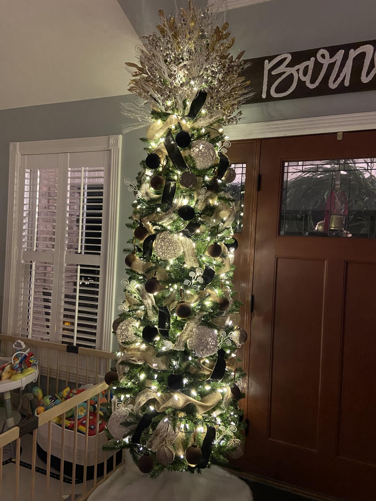 National Tree Company 9ft Unlit Kingswood Fir Slim Christmas Tree | 1,443 Tips, Includes Stand Artificial, Green customer photo 1