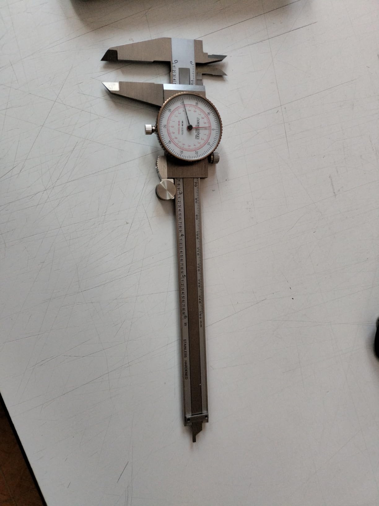 Accusize Industrial Tools 0-6''/0-150 mm by 0.001''/0.02 mm Inch/Metric Dual Needle Precision Dial Caliper Stainless Steel, P920-S236 customer photo 1