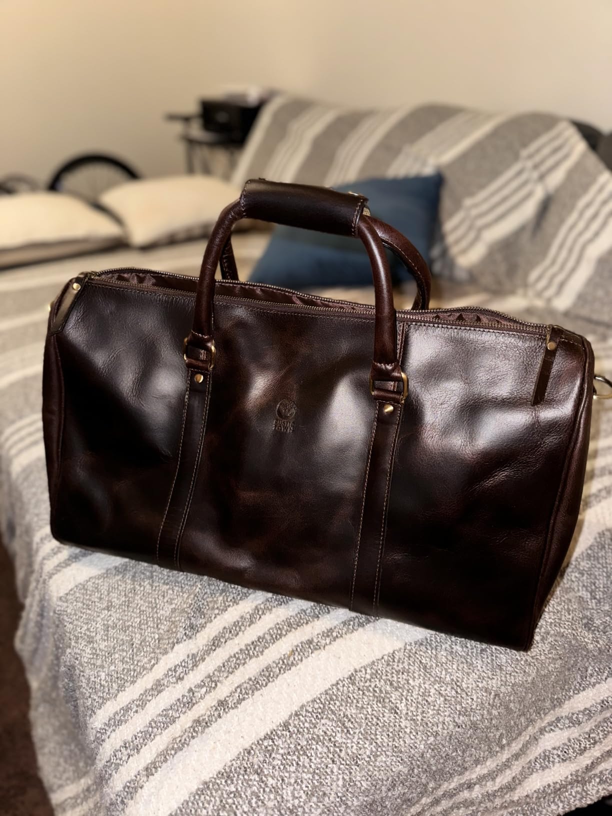 Leather Duffle Bag for Men - Full Grain Travel Weekender, Brown 20 Inch customer photo 1
