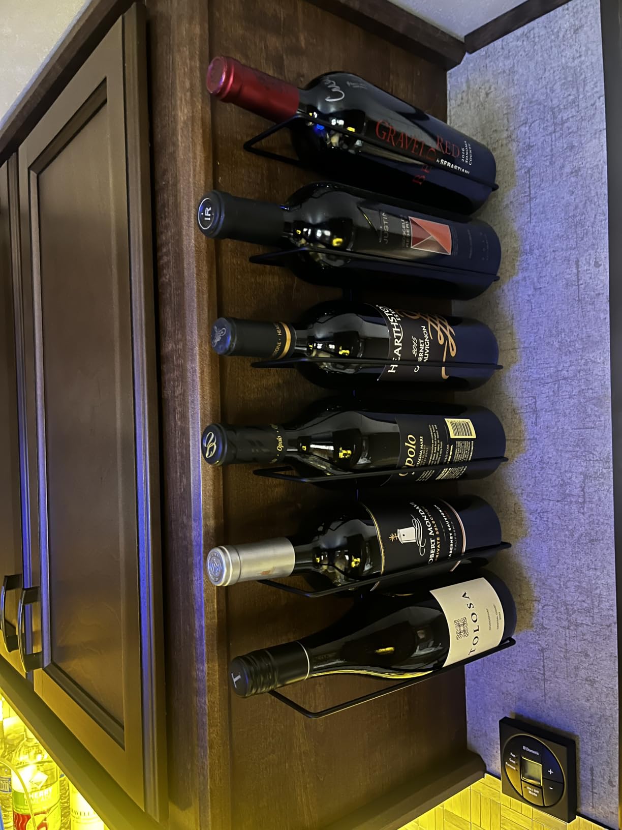 Sorbus Wall Mounted Wine Rack, Metal Bottle Rack (9 Bottle, 1 Pack) | Compact holder keeps bottles arranged for kitchens, dining rooms and home bars, with open access for display and selection. customer photo 1