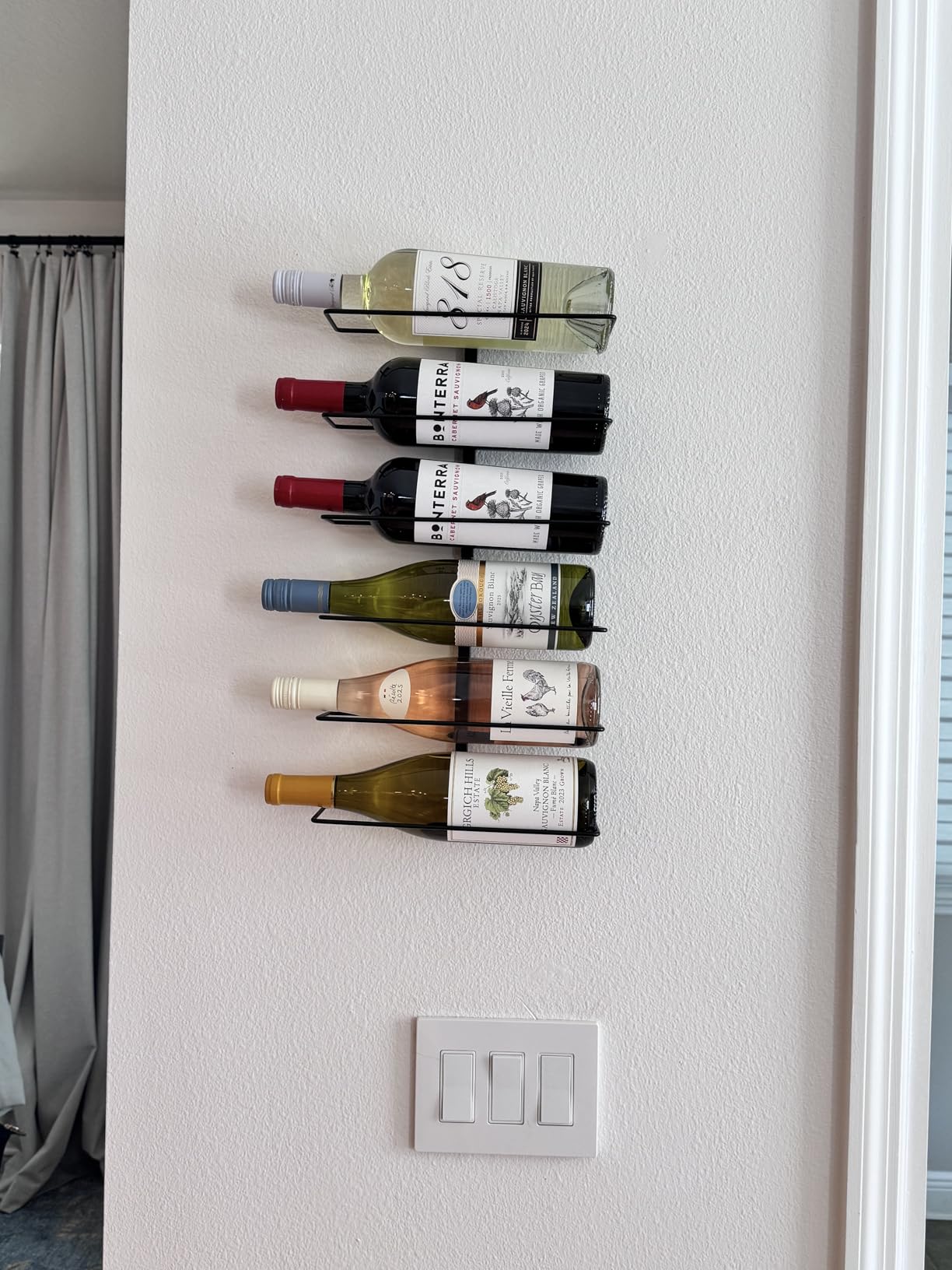 Sorbus Wall Mounted Wine Rack, Metal Bottle Rack (9 Bottle, 1 Pack) | Compact holder keeps bottles arranged for kitchens, dining rooms and home bars, with open access for display and selection. customer photo 2