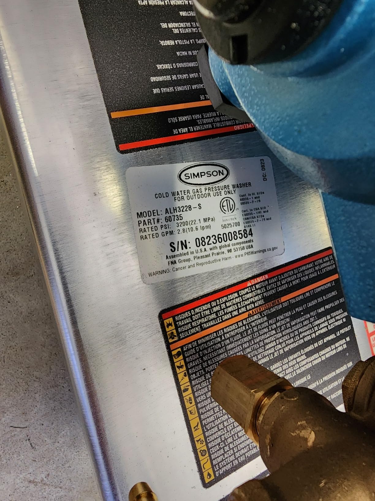 Simpson Cleaning 3400 PSI Gas Pressure Washer, 2.5 GPM Power Washer for Commercial Use, Honda GX200 Engine, 25-Foot Hose, Aluminum Series, 49-State (ALH3228-S) customer photo 1