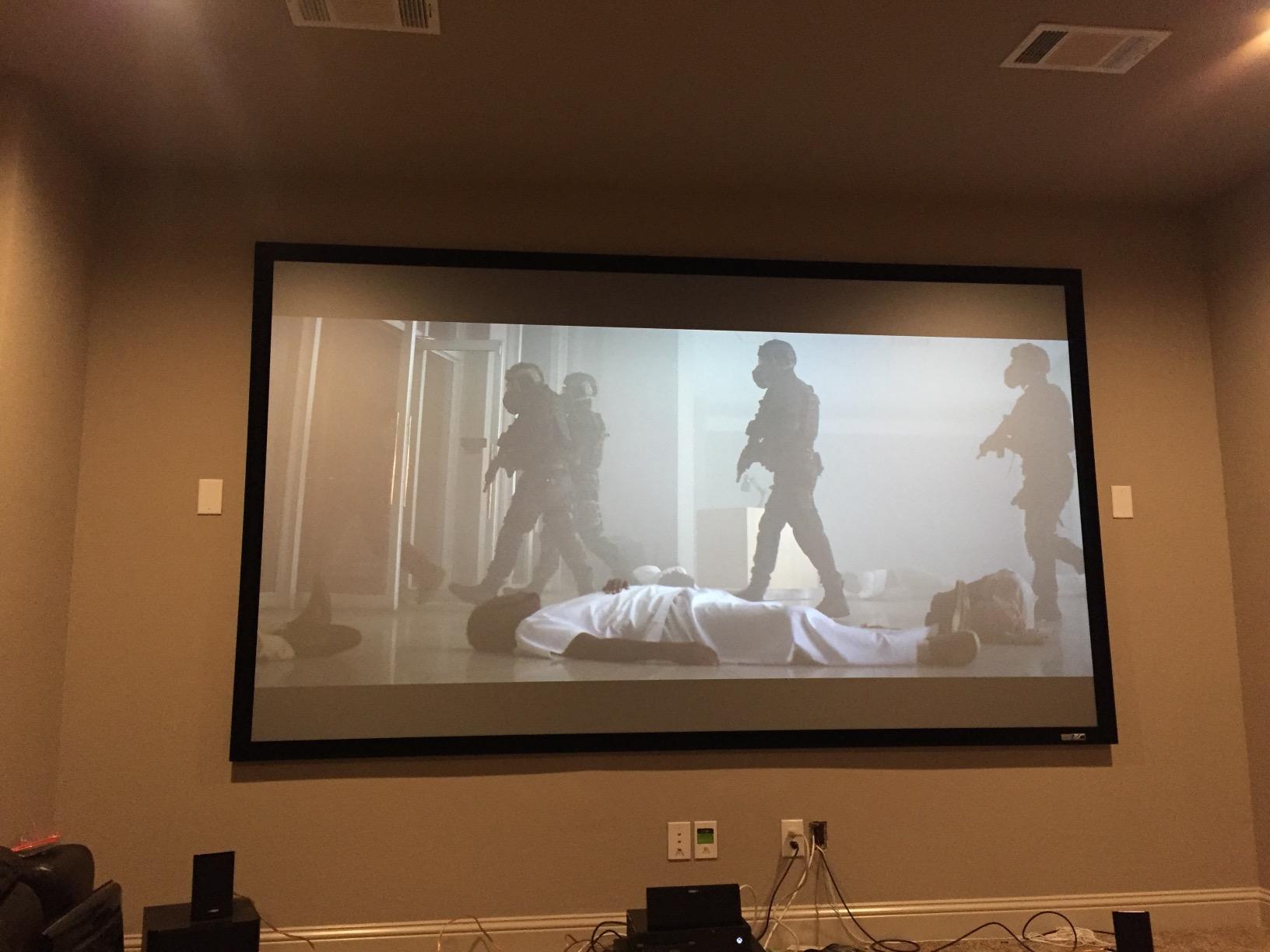 Elite Screens Ceiling and Ambient Light Rejecting Fixed Frame Projector Screen Sable Frame CineGrey 3D, 100-inch Diagonal 16:9 for Home Theater, Movie and Office Presentations, ER100DHD3 customer photo 1