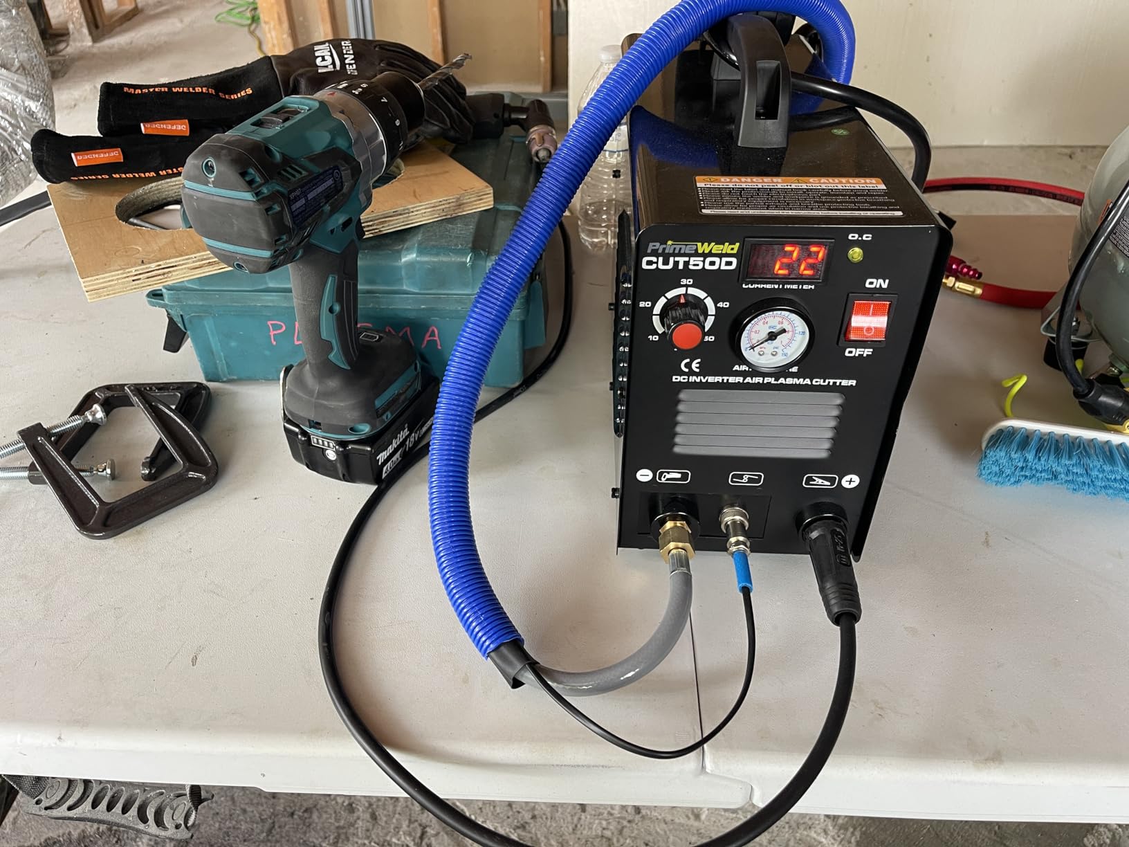 PrimeWeld 50A Air Inverter Plasma Cutter, Portable Plasma Cutting Machine, Premium and Rugged Plasma Cutter Kit, Automatic Dual Voltage 110V/220V AC with Plasma Torch, 1/2