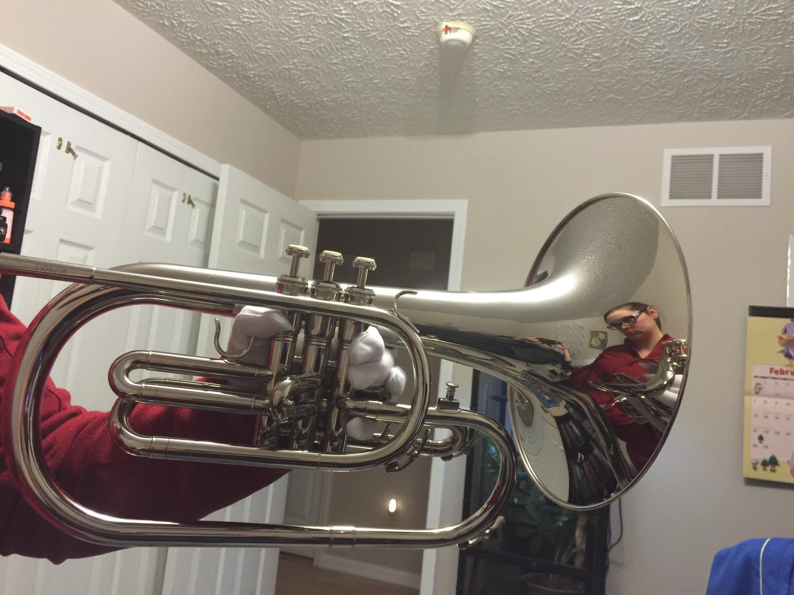 Moz Advanced Monel Pistons Marching Mellophone Key of F with Case and Mouthpiece-Nickel Plated Finish customer photo 1