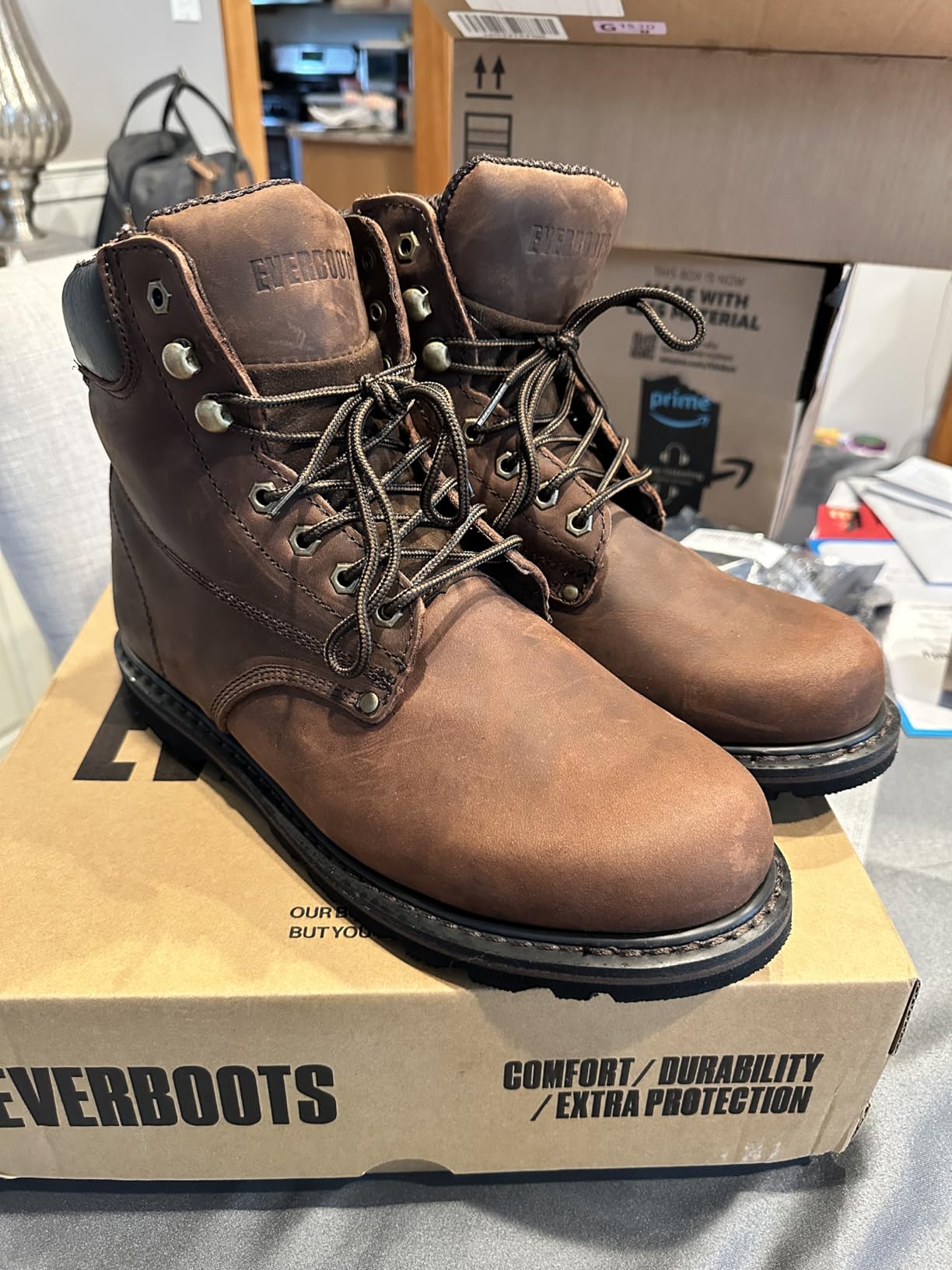 Work Boots for Men Soft Toe - 6inch Leather Boots for Construction customer photo 2