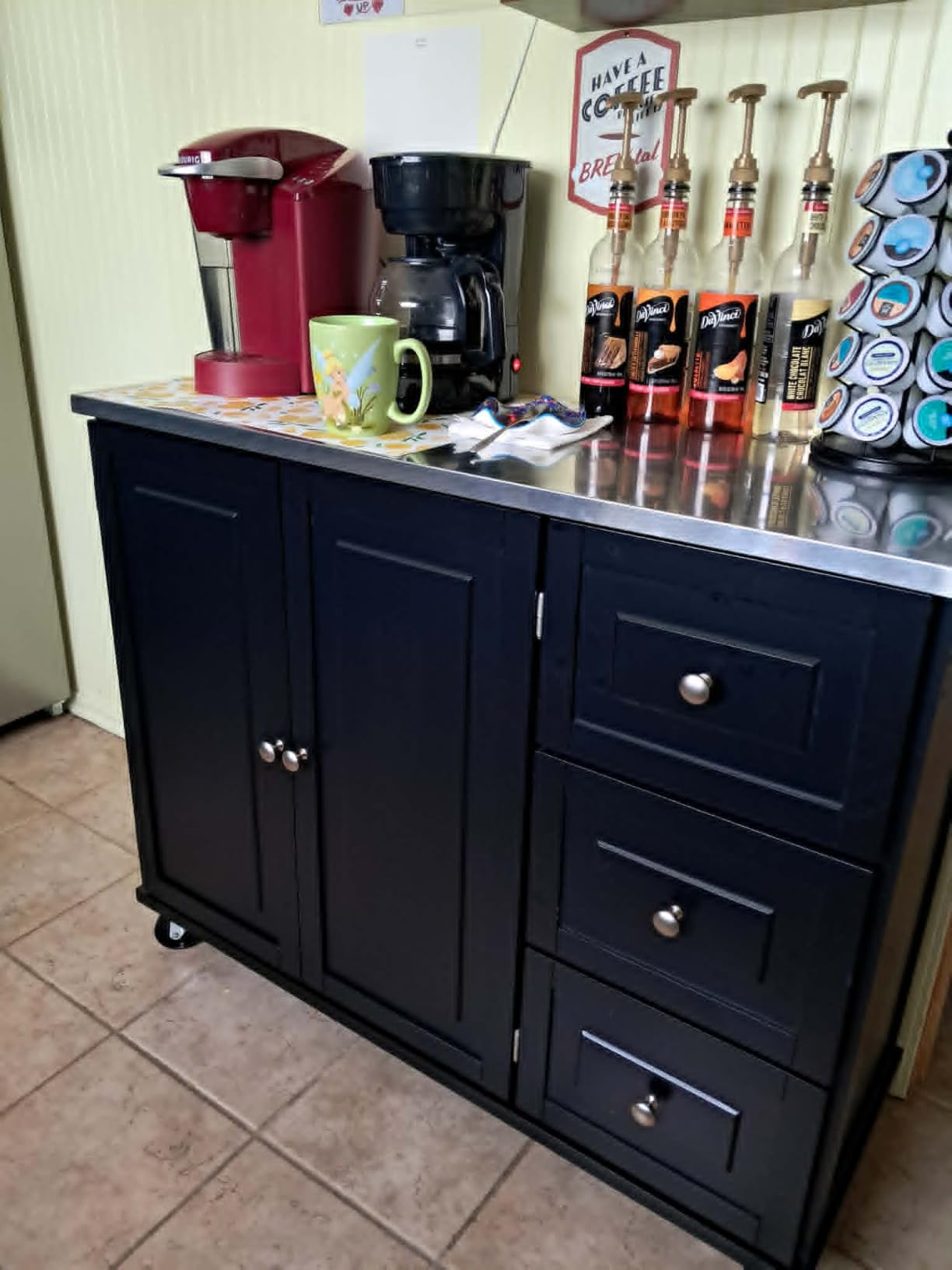 Homestyles Dolly Madison Black Mobile Kitchen Island Cart with Stainless Steel Top customer photo 2