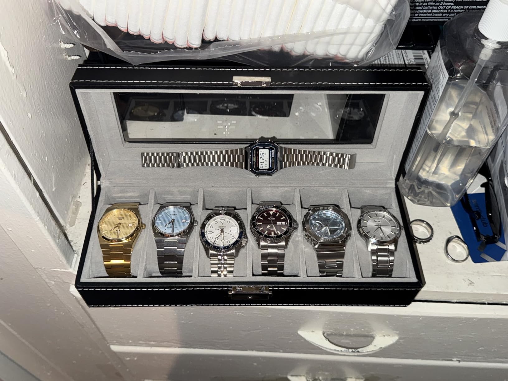 NEX 6 Slots Watch Box Organizer for Men, Black Watch Holder Display Case | Watch Storage Case customer photo 2
