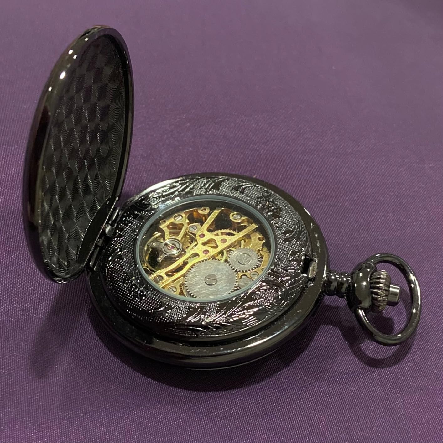 ManChDa Mechanical Roman Numerals Dial Skeleton Pocket Watches with Box and Chains for Mens Women customer photo 1