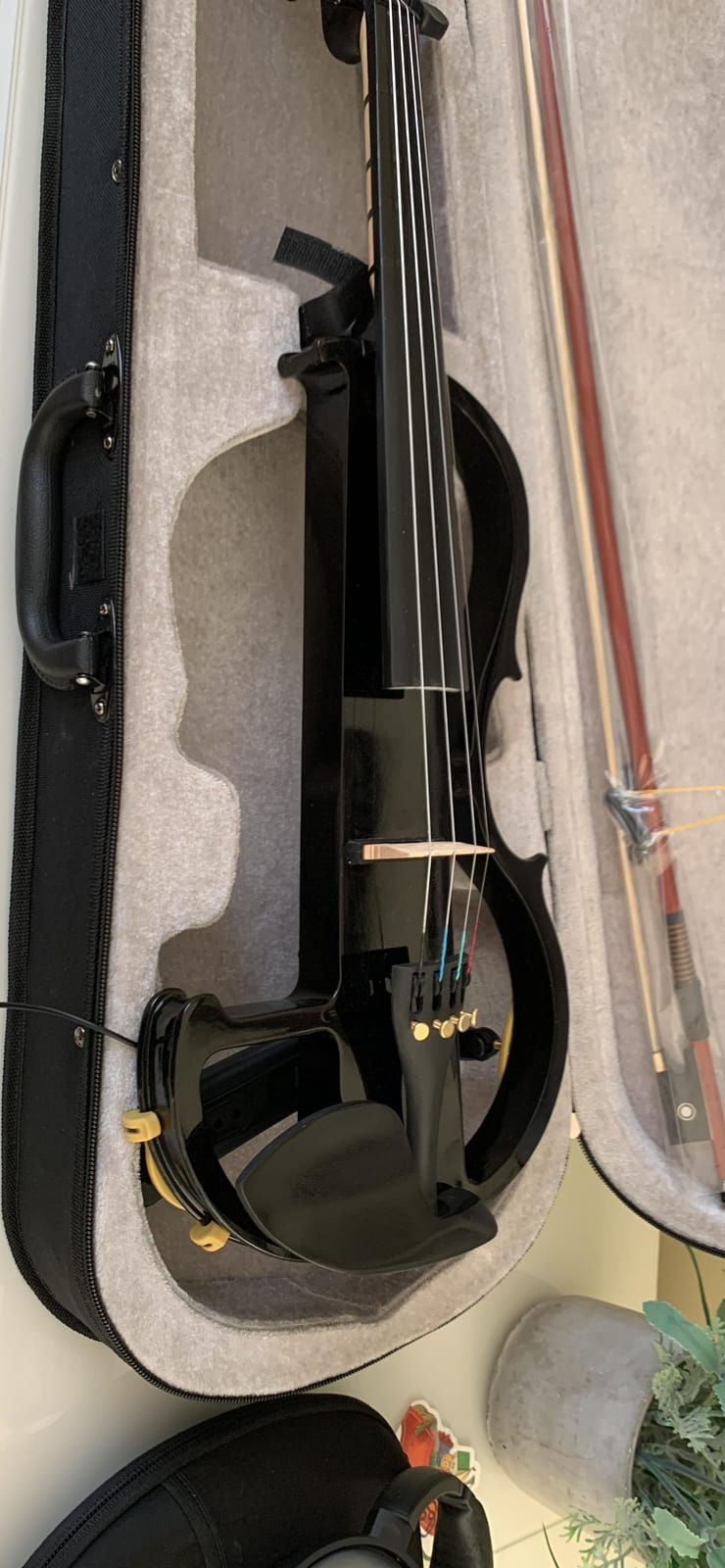 Vangoa Electric Violin 4/4 Full Size Silent Electronic Violin Fiddle, Black | Durable ebony fitting, upgraded pickup with headphone jack, solid wood, beginner Kit for adults teens quiet training practice customer photo 1