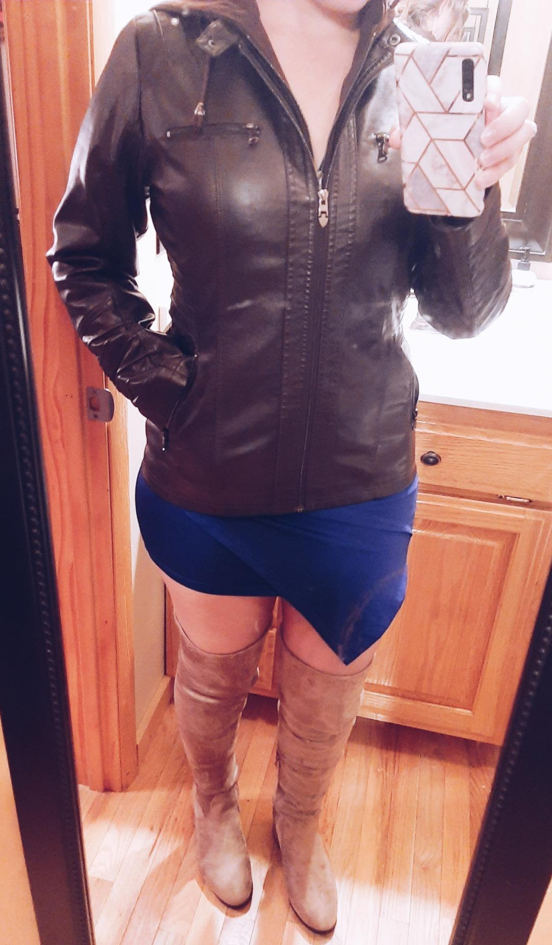 Springrain Women's Faux Leather Jacket Moto Biker Coat for Fall and Winter customer photo 1