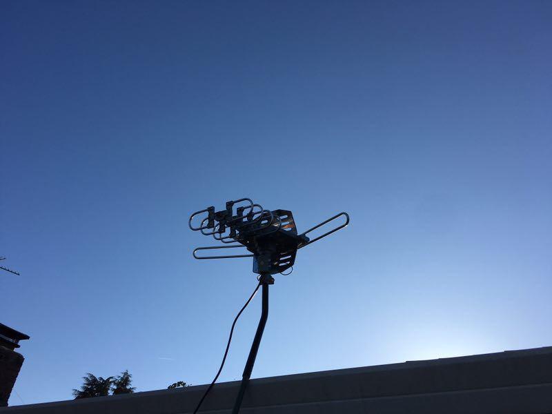 Outdoor 150 Miles Digital TV Antenna 360 Degree Rotation Amplified HDTV Antenna -Support 2 TVs-UHF/VHF/1080P/4K - Infrared Remote - 40 feet RG6 Cable and Mounting Pole Included customer photo 1
